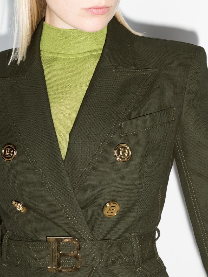 Logo Belt Double-breasted Blazer