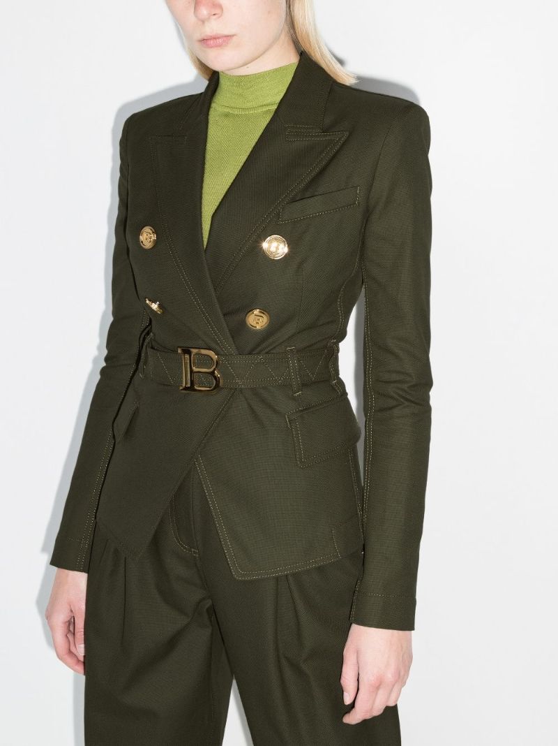 Logo Belt Double-breasted Blazer