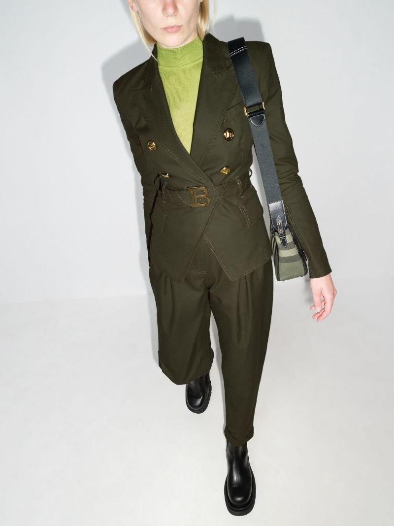Logo Belt Double-breasted Blazer
