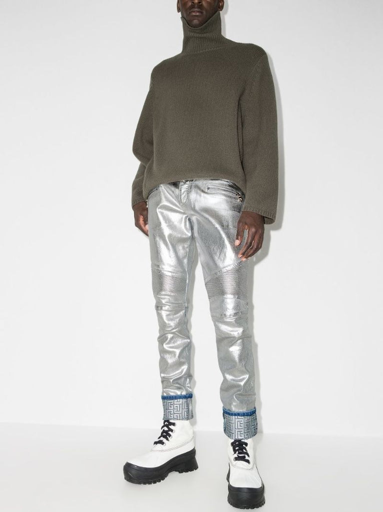 Logo Embossed Slim Leg Jeans