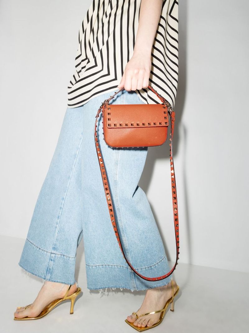 Orange Rockstud Leather Mini Bag
