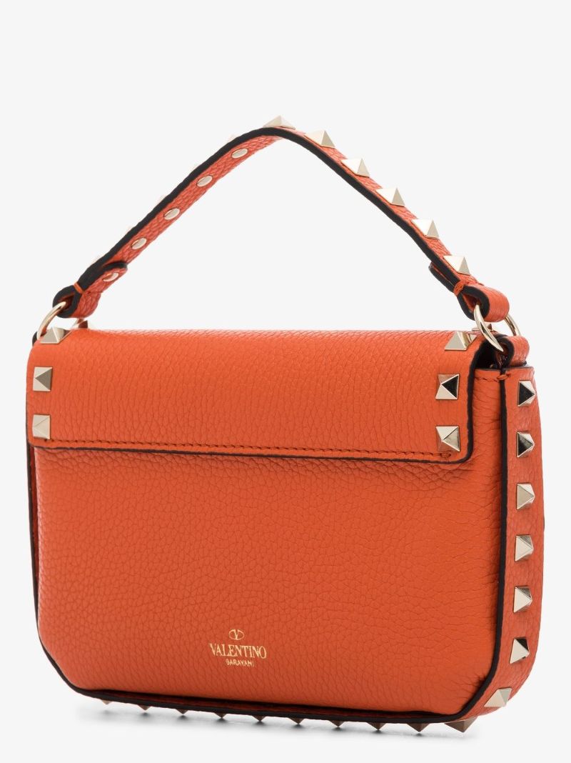 Orange Rockstud Leather Mini Bag