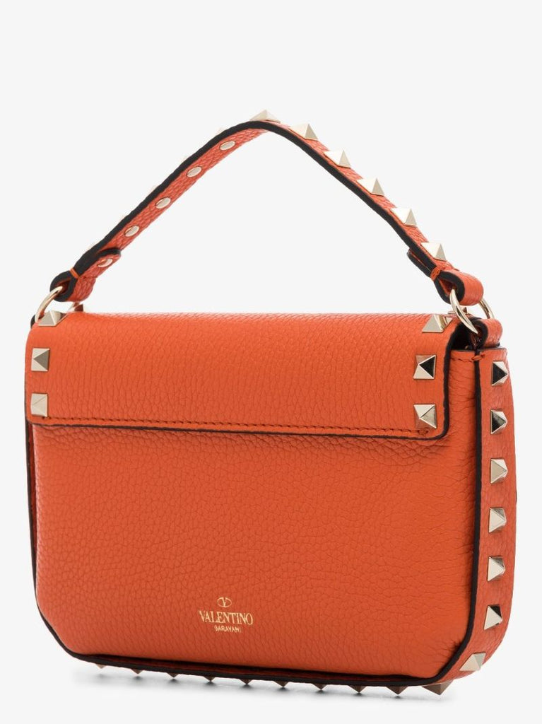 Orange Rockstud Leather Mini Bag