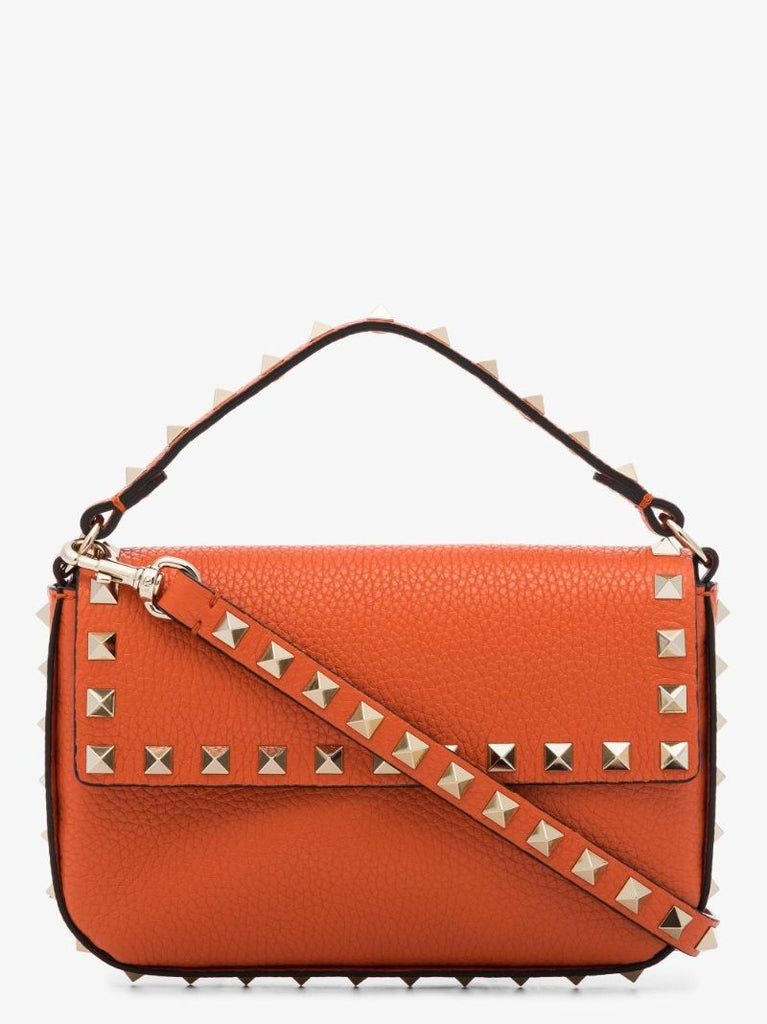 Orange Rockstud Leather Mini Bag