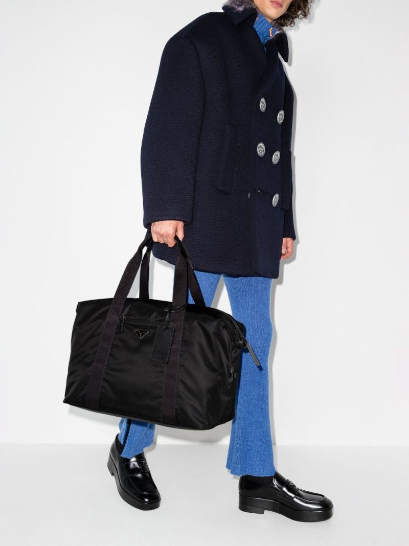 Black Re-nylon Logo Plaque Duffle Bag