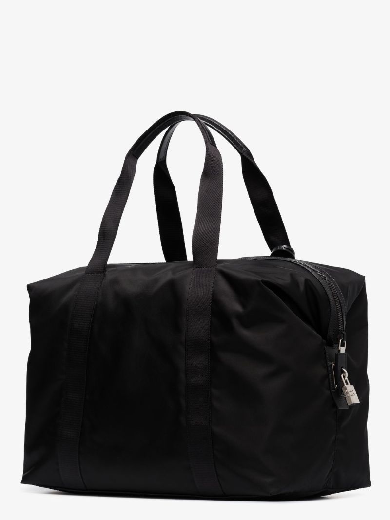 Black Re-nylon Logo Plaque Duffle Bag