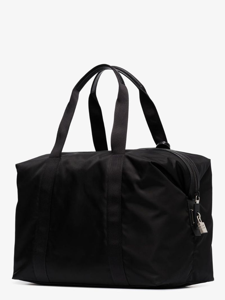 Black Re-nylon Logo Plaque Duffle Bag