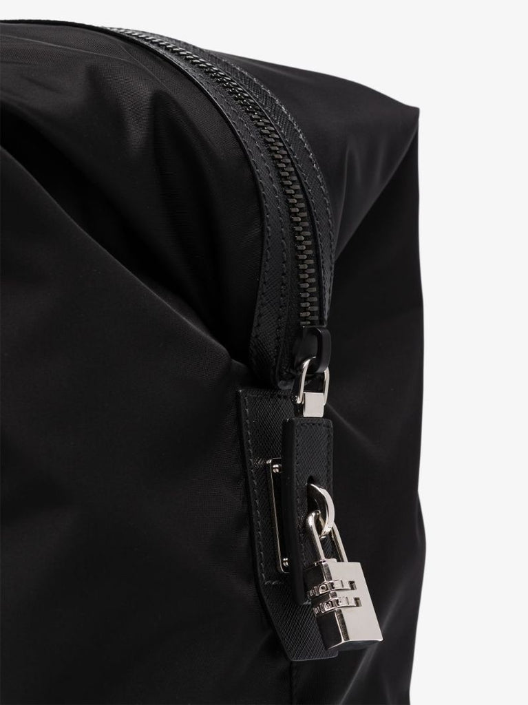 Black Re-nylon Logo Plaque Duffle Bag