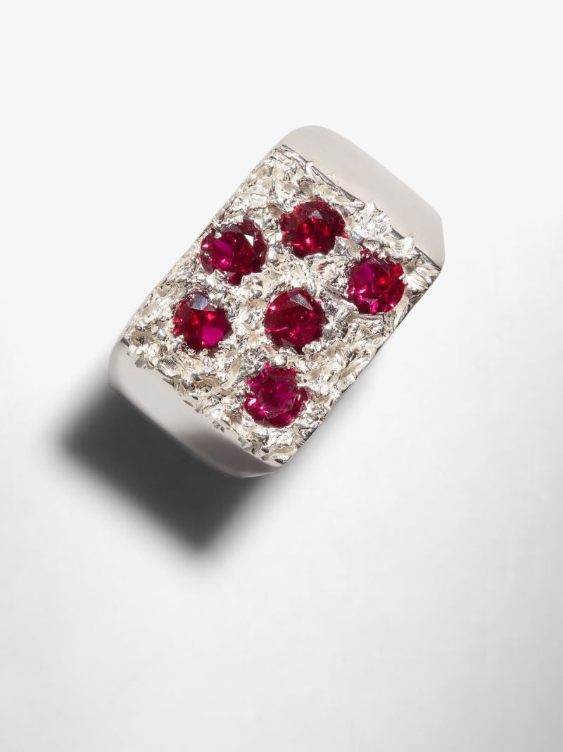 Sterling Silver Grand Rose Garden Sapphire Signet Ring