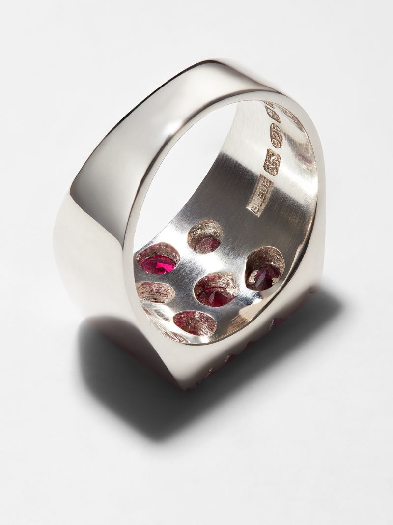 Sterling Silver Grand Rose Garden Sapphire Signet Ring