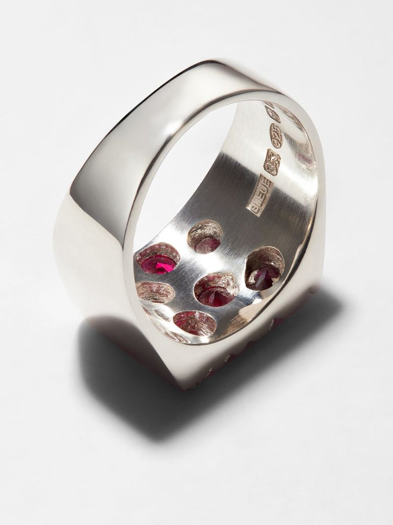 Sterling Silver Grand Rose Garden Sapphire Signet Ring