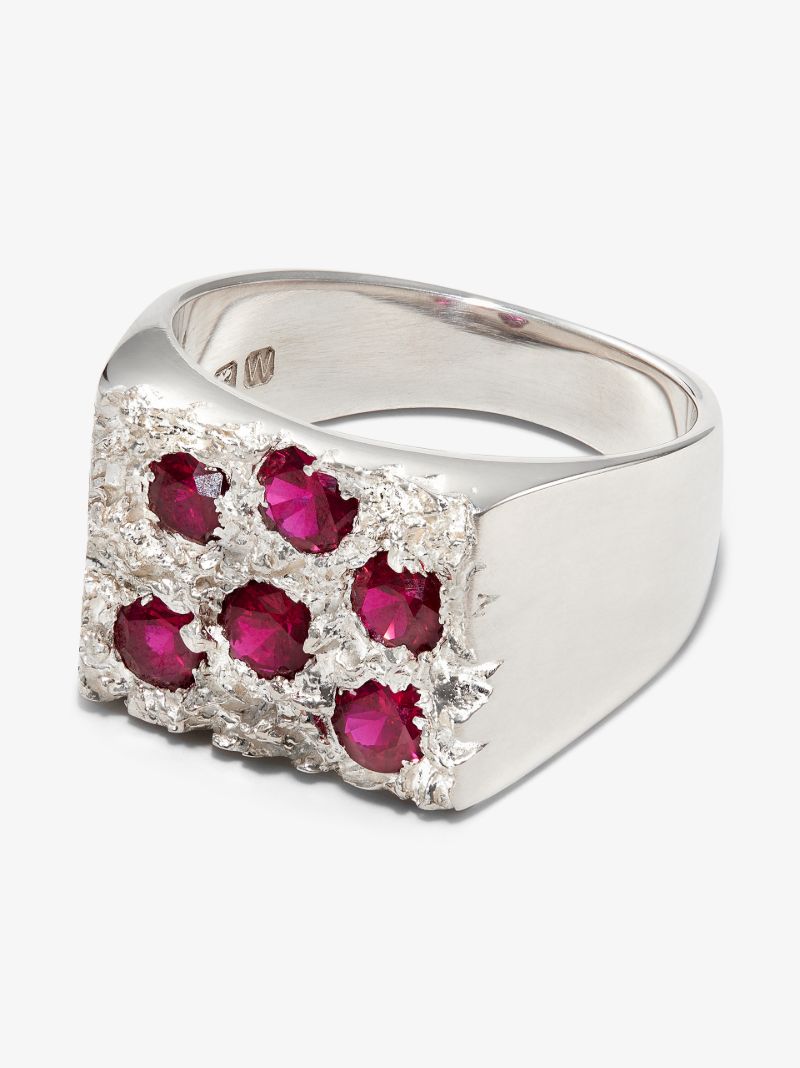 Sterling Silver Grand Rose Garden Sapphire Signet Ring