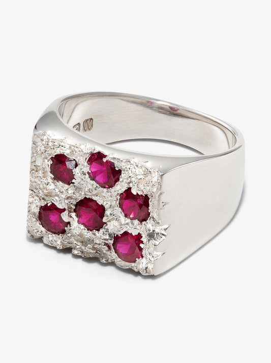 Sterling Silver Grand Rose Garden Sapphire Signet Ring