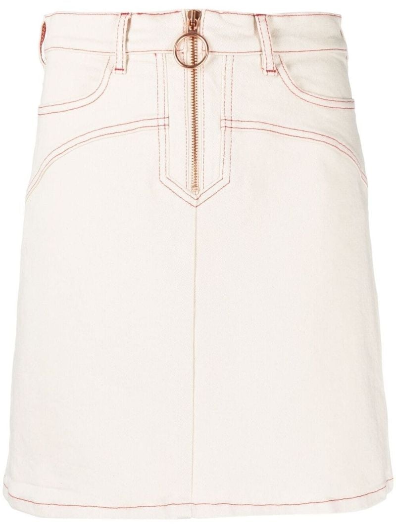 High-waisted Zip Denim Skirt