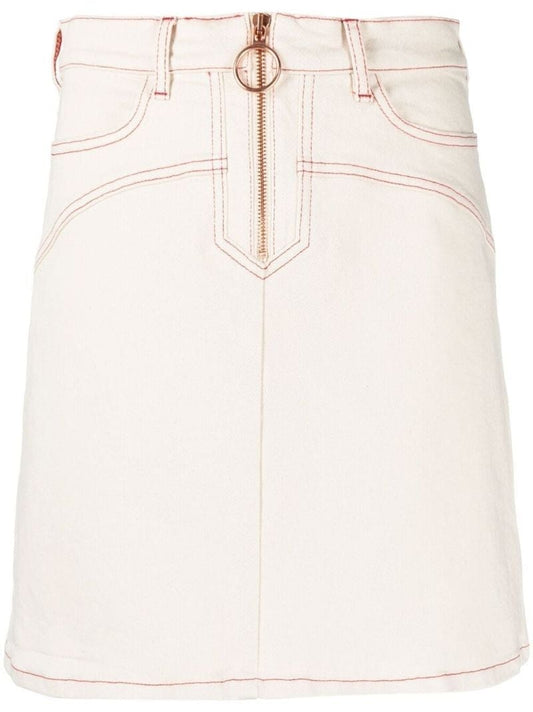 High-waisted Zip Denim Skirt