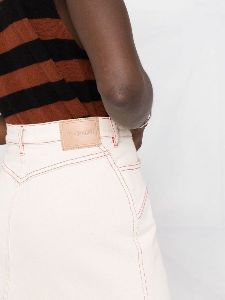High-waisted Zip Denim Skirt