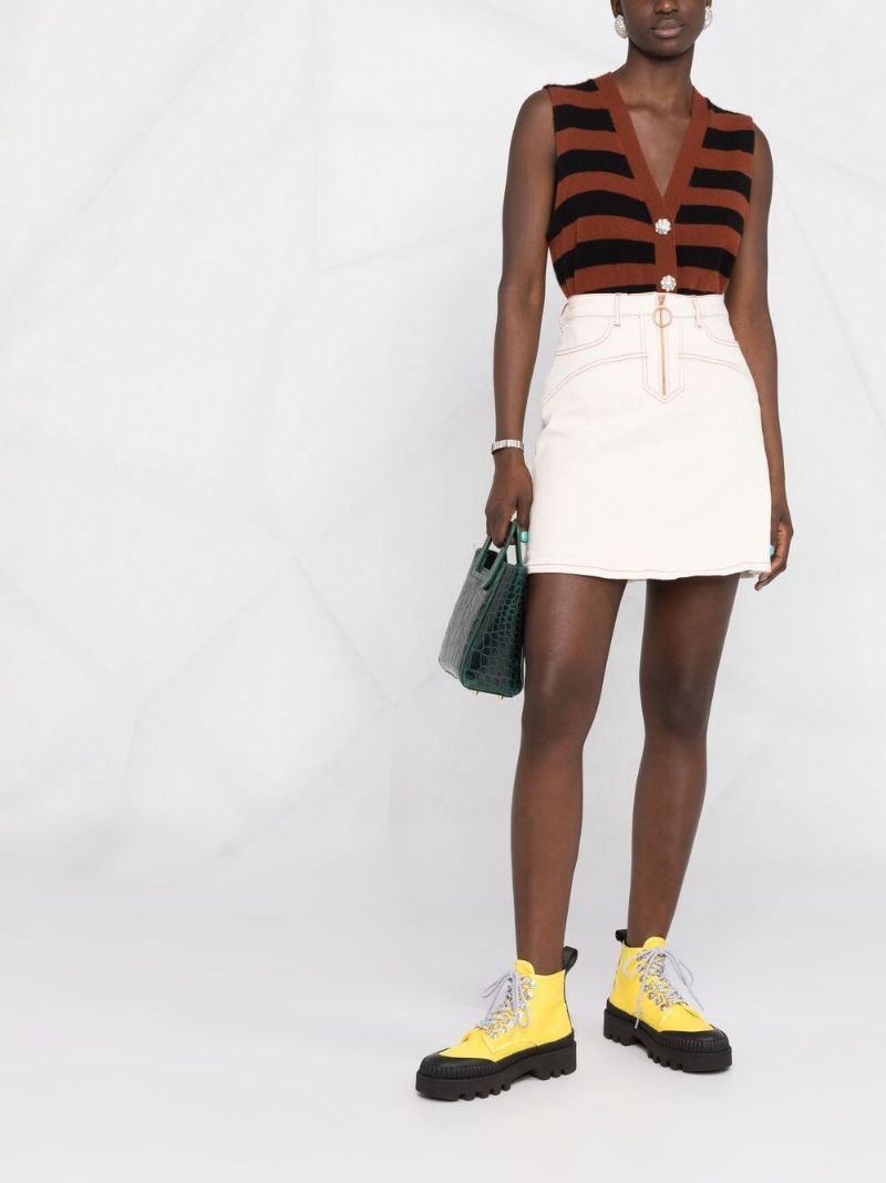 High-waisted Zip Denim Skirt