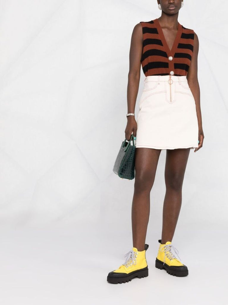 High-waisted Zip Denim Skirt