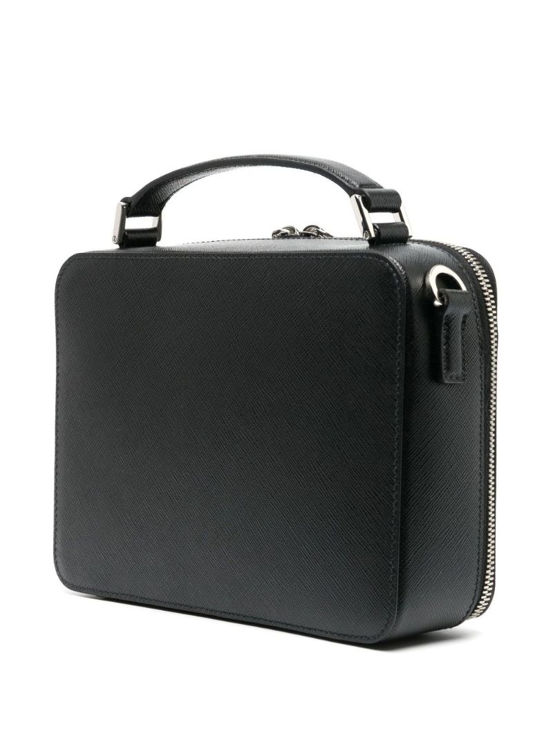 Black Brique Leather Messenger Bag
