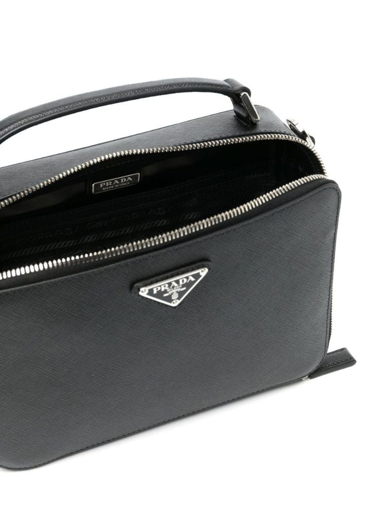 Black Brique Leather Messenger Bag