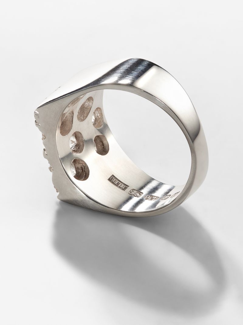 Sterling Silver Grand Rose Garden Sapphire Signet Ring