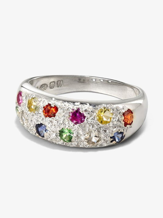 Sterling Silver Mini Riviera Sapphire Ring