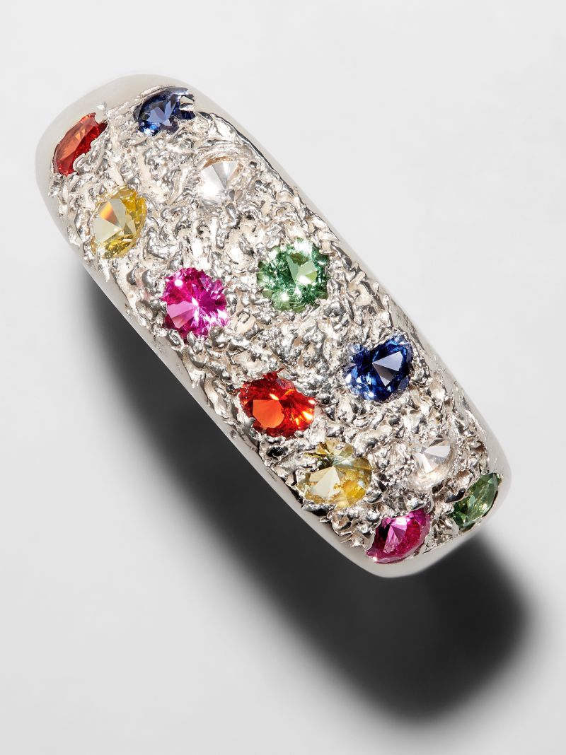 Sterling Silver Mini Riviera Sapphire Ring