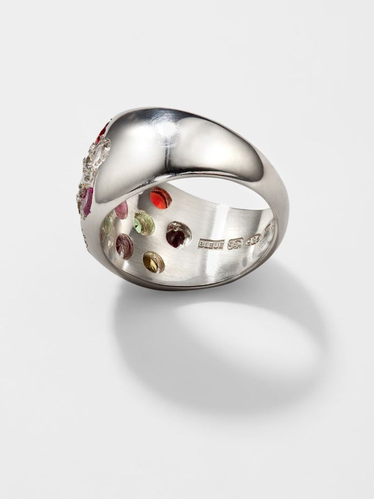 Sterling Silver Grand Riviera Sapphire Ring
