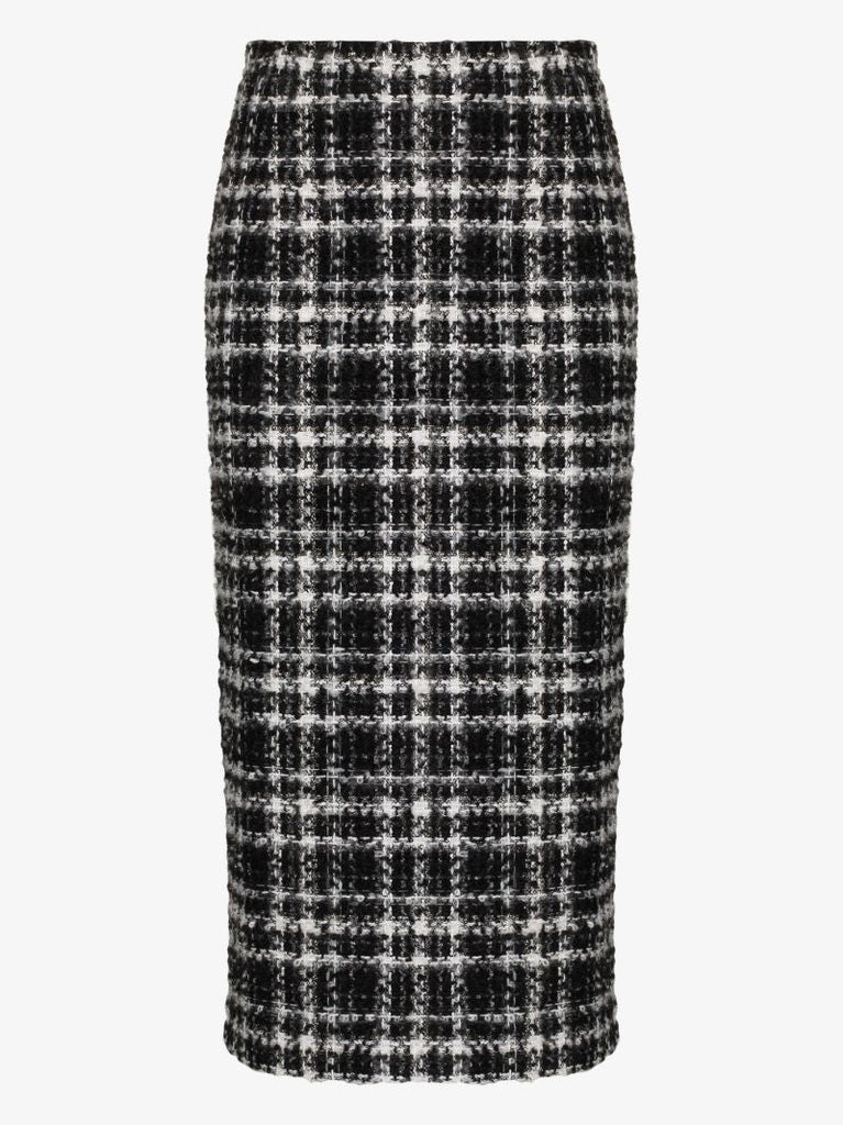 High Waist Checked Midi Skirt