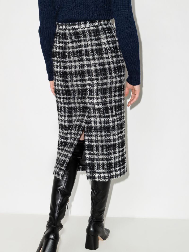 High Waist Checked Midi Skirt
