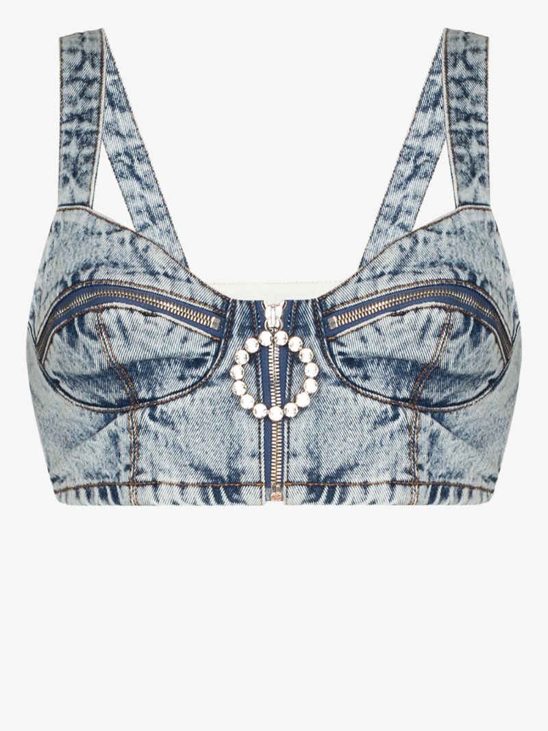 Crystal Denim Bralette Top