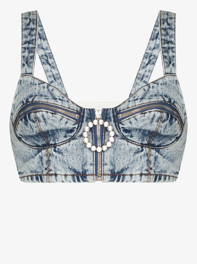 Crystal Denim Bralette Top