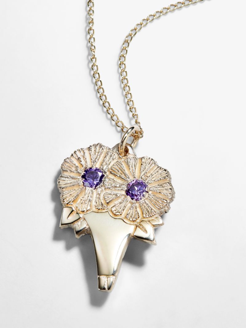 9k Yellow Gold Sapphire Bouquet Necklace
