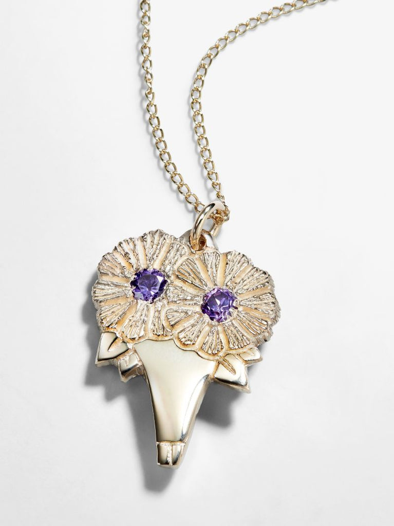9k Yellow Gold Sapphire Bouquet Necklace