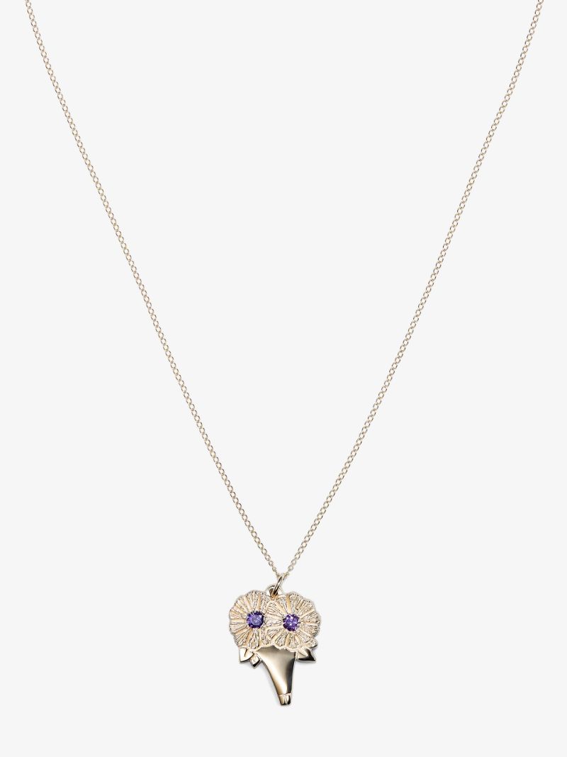 9k Yellow Gold Sapphire Bouquet Necklace