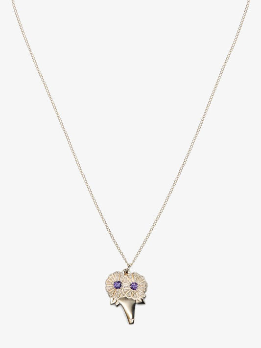 9k Yellow Gold Sapphire Bouquet Necklace