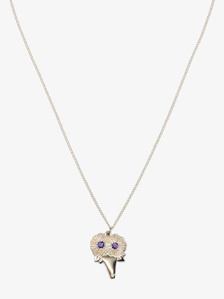 9k Yellow Gold Sapphire Bouquet Necklace