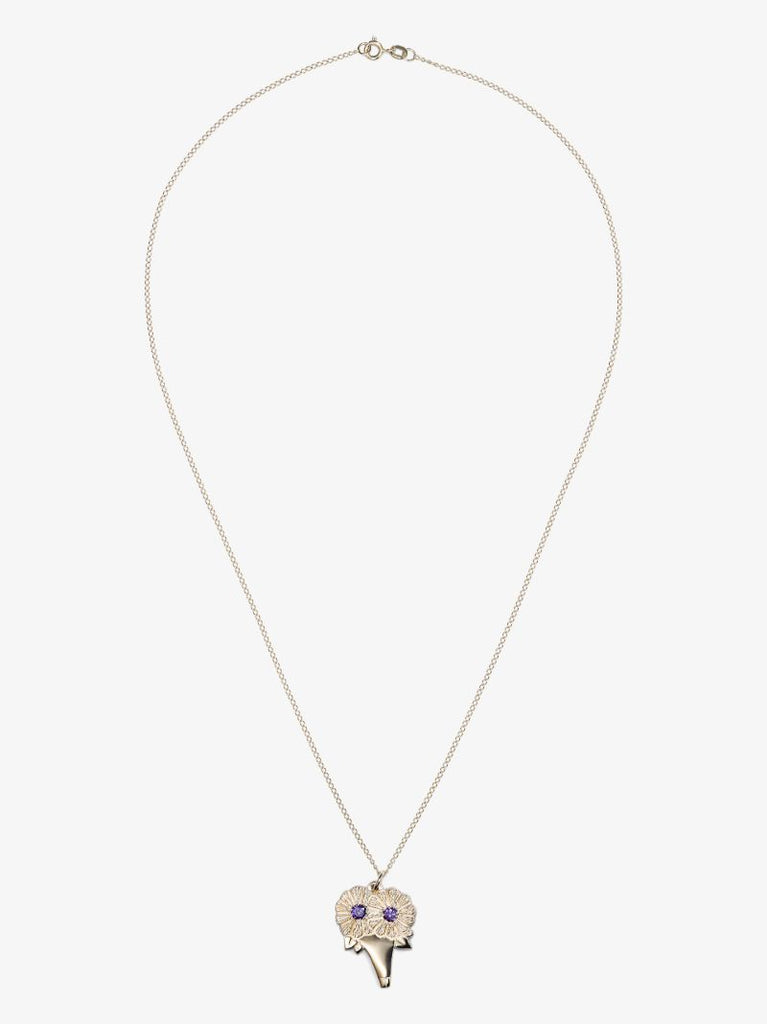 9k Yellow Gold Sapphire Bouquet Necklace