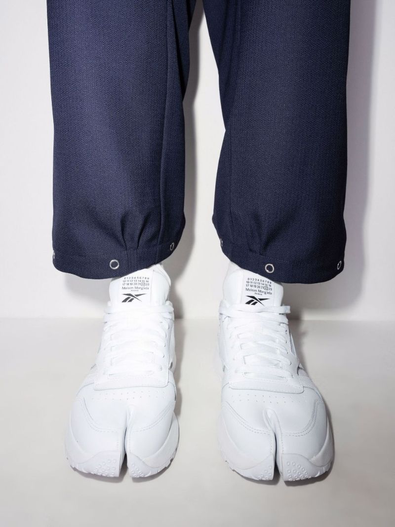 X Reebok White Tabi Leather Sneakers
