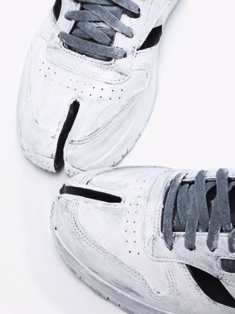 X Reebok White Tabi Distressed Leather Sneakers