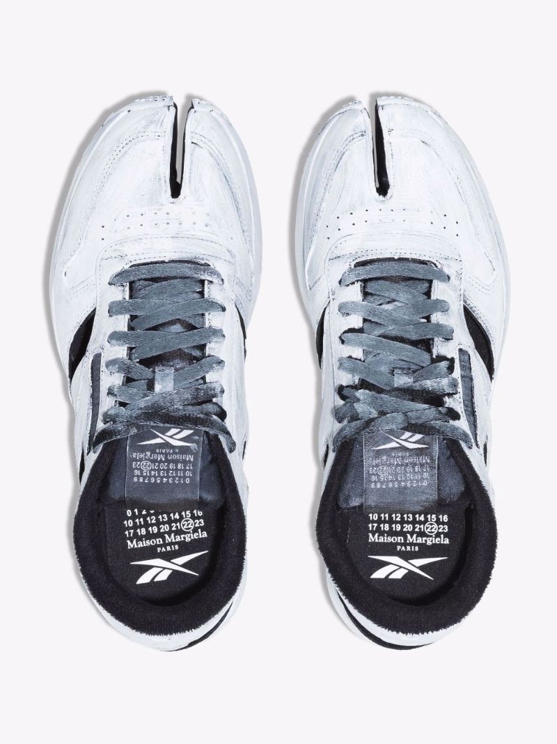 X Reebok White Tabi Distressed Leather Sneakers