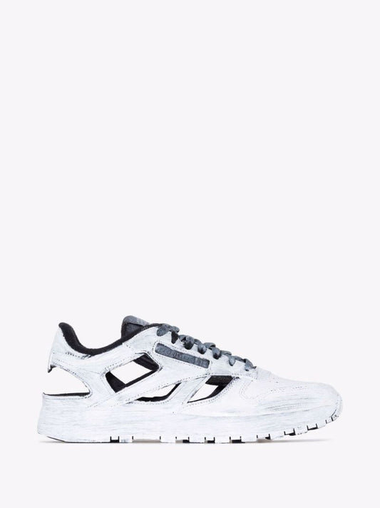 X Reebok White Tabi Distressed Leather Sneakers
