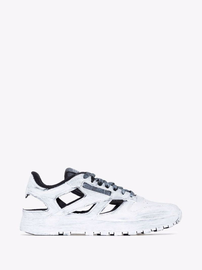 X Reebok White Tabi Distressed Leather Sneakers