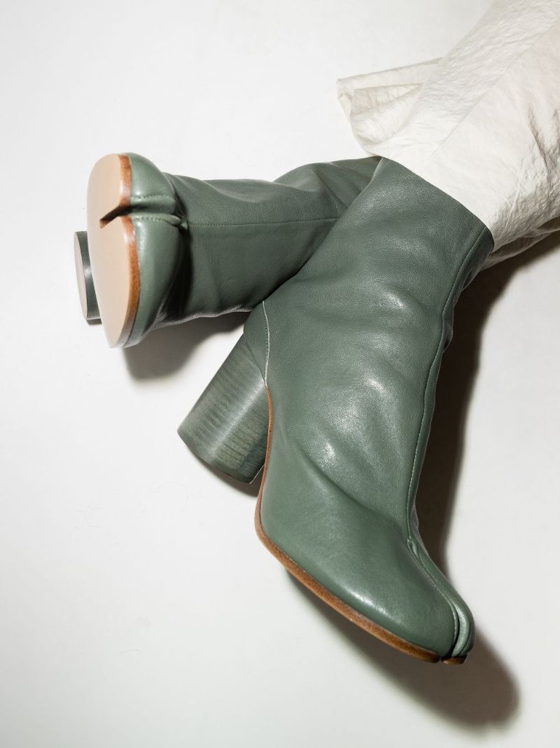 Green Tabi 80 Leather Ankle Boots
