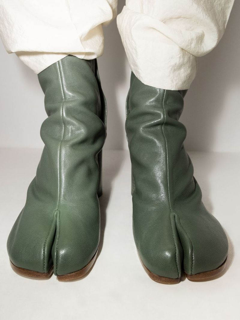 Green Tabi 80 Leather Ankle Boots