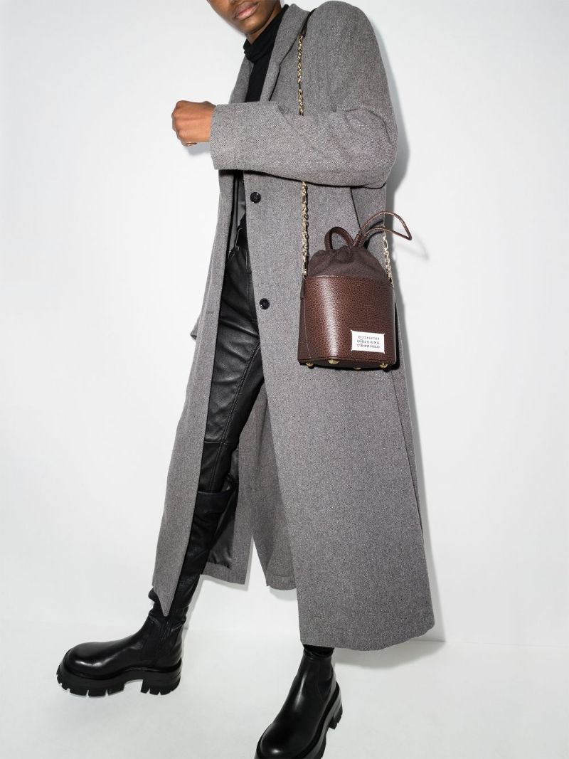 Brown 5ac Leather Bucket Bag