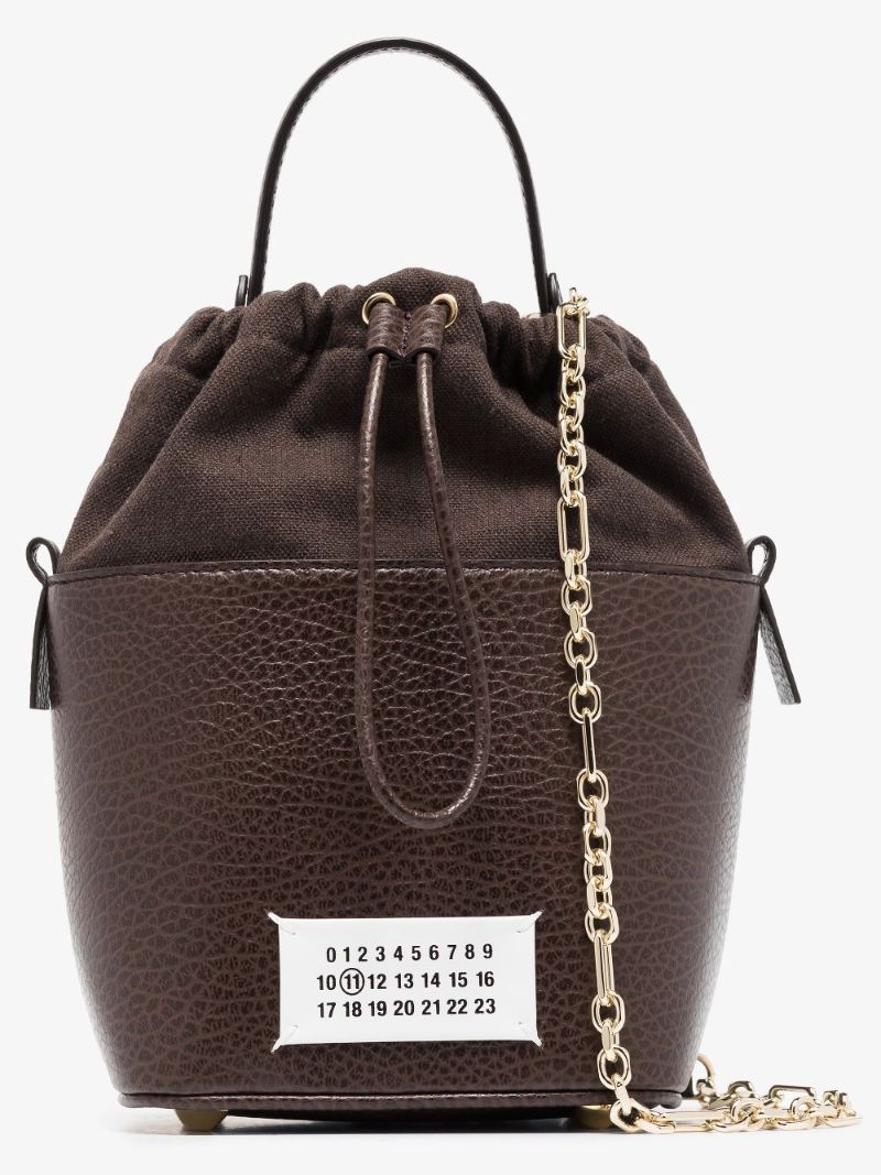 Brown 5ac Leather Bucket Bag