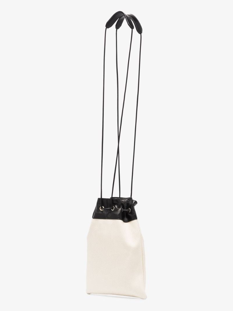 Neutral and Black Plus Drawstring Cross Body Bag