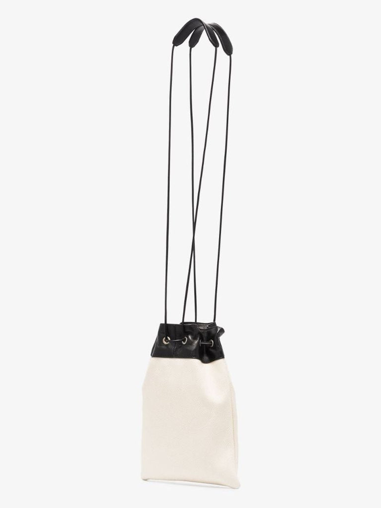 Neutral and Black Plus Drawstring Cross Body Bag