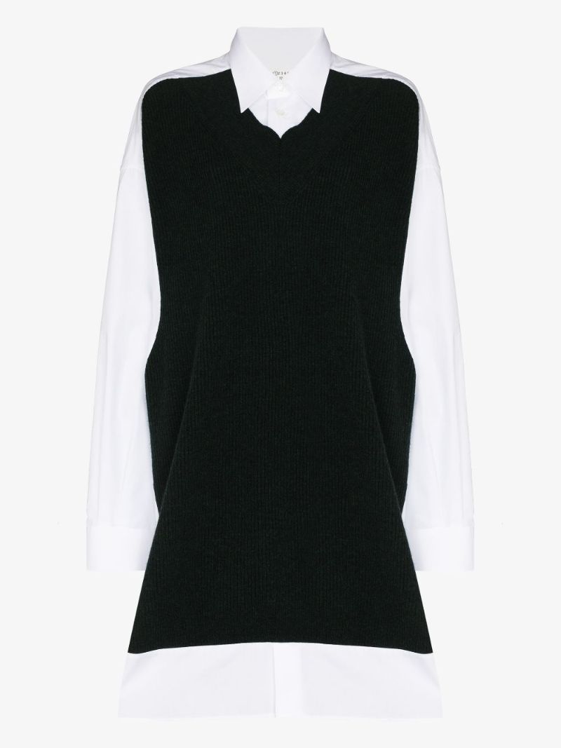 Spliced Knit Shirt Dress
